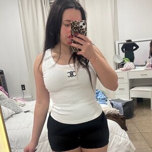 EGO White Tank Top with Black Logo